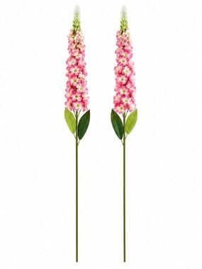 Pink Snapdragon Stems Set of 2 Artificial Larkspur Spike Flowers 26 Inch Faux Fl